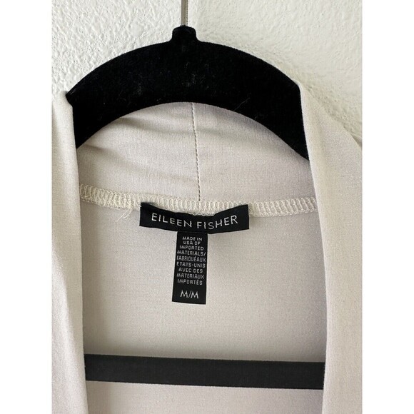 Eileen Fisher M Tencel Lyocell Cardigan Open Front In Bone with Pockets - Picture 3 of 8